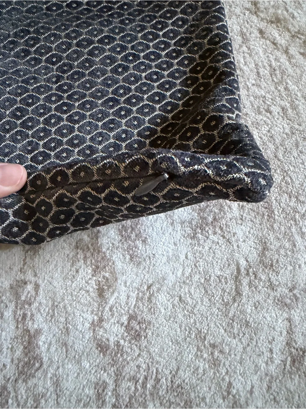West Elm Honeycomb Jacquard Velvet Pillow Cover 18” Charcoal
